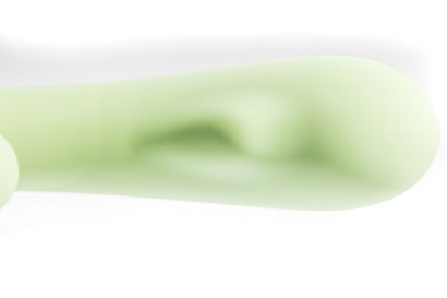 Салатовый вибратор Maccia H с клиторальным отростком и подогревом - 22 см.