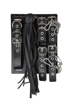 БДСМ-набор с плёткой в черном цвете БДСМ-набор с плёткой в черном цвете