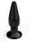 Чёрный анальный плаг с ребристой поверхностью - 14 см.