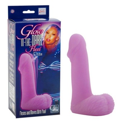 Розовый фаллоимитатор, светящийся в темноте - 19 см.