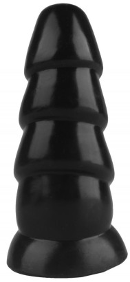 Черная рельефная анальная втулка - 18,5 см.