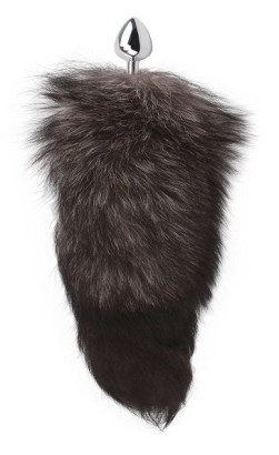 Серебристая анальная пробка с хвостом Tantalizing Foxy Anal Plug