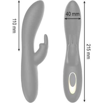 Черный вибратор-кролик с ротацией - 21,5 см.