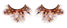 Жёлто-коричневые пушистые ресницы-перья