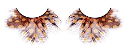 Жёлто-коричневые пушистые ресницы-перья