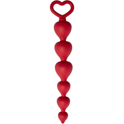 Бордовая анальная цепочка Heart Ray - 17,5 см.