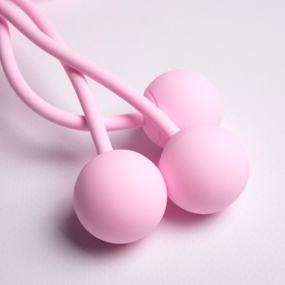 Розовый вакуумный стимулятор клитора с вагинальными виброшариками