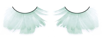 Бирюзовые пушистые ресницы из перьев
