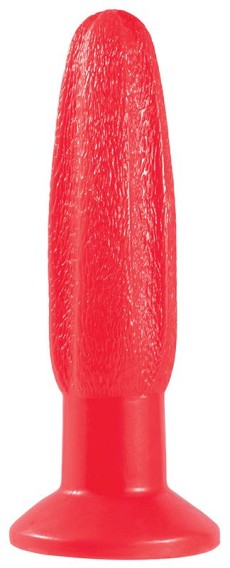 Красная анальная пробка с рельефной поверхностью MENZSTUFF GROOVY PROBE - 13 см.