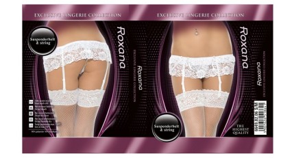 Кружевной пояс для чулок с цветочным орнаментом и трусиками-стринг в комплекте