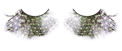 Коричнево-зелёно-фиолетовые ресницы-перья