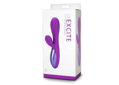 Фиолетовый вибромассажер Excite 6x Rabbit Style со стимуляцией клитора - 17,8 см.