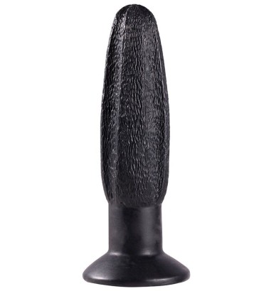 Чёрная анальная пробка с рельефной поверхностью MENZSTUFF GROOVY PROBE - 13 см.