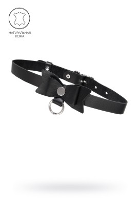 Черный чокер-ошейник с бабочкой и колечком