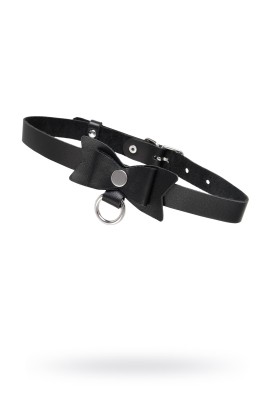 Черный чокер-ошейник с бабочкой и колечком