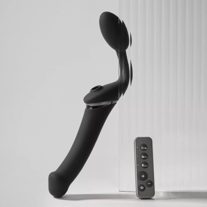 Черный безремневой вибрострапон Strap-On-Me Multi Orgasm Size XL