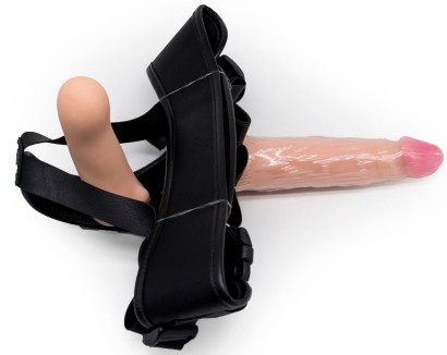 Реалистичный страпон Woman Midi с вагинальной пробкой - 19 см.