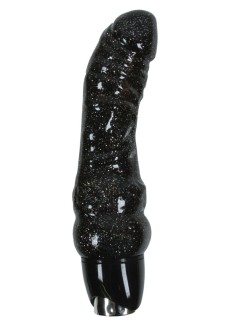Чёрный вибратор с блёстками STARLIGHT GEMS ORION - 19 см.