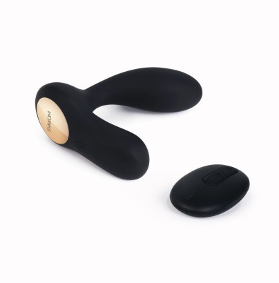 Чёрный стимулятор простаты Vick с вибрацией и пультом ДУ