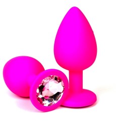 Розовая силиконовая пробка с нежно-розовым кристаллом - 9,2 см.