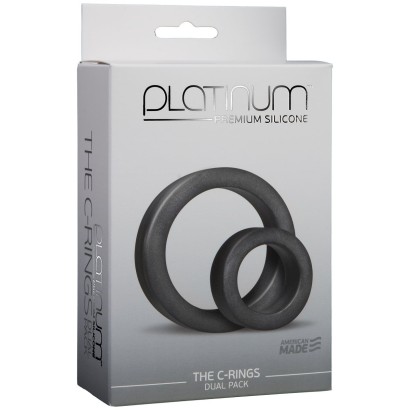 Чёрные эрекционные кольца Premium Silicone C-Rings 