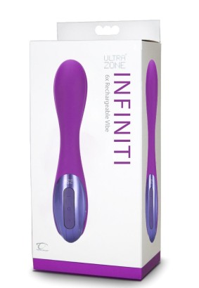 Фиолетовый перезаряжаемый вибромассажер  Infinity 6x - 17,8 см.