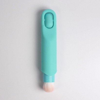 Бирюзовая многофункциональная вибропуля с щеточкой