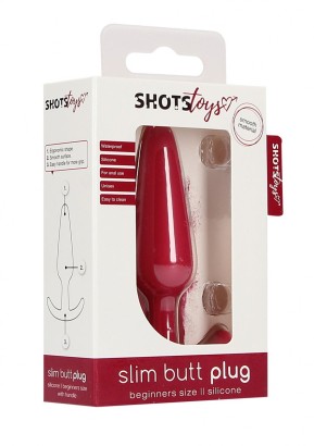 Красная анальная пробка для ношения Slim Butt Plug - 8,3 см.