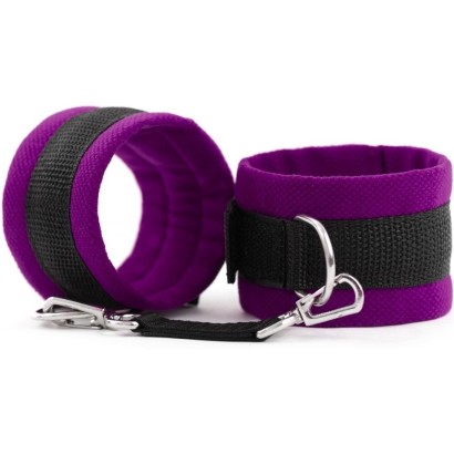Фиолетово-черные наручники My rules на сцепке