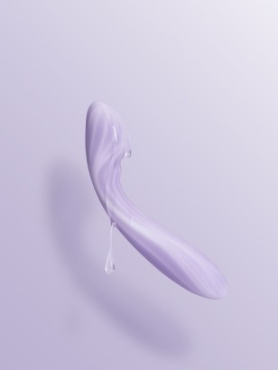 Сиреневый интерактивный вибростимулятор с функцией нагрева Margot - 21 см.