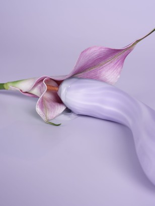 Сиреневый интерактивный вибростимулятор с функцией нагрева Margot - 21 см.