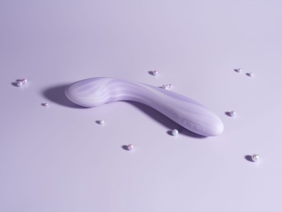 Сиреневый интерактивный вибростимулятор с функцией нагрева Margot - 21 см.