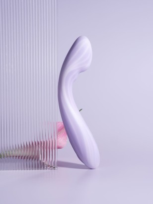 Сиреневый интерактивный вибростимулятор с функцией нагрева Margot - 21 см.
