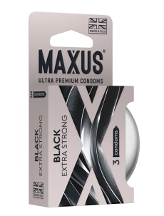 Черные утолщенные презервативы MAXUS Extra Strong с железным кейсом - 3 шт.
