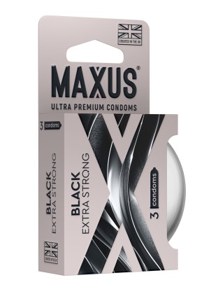 Черные утолщенные презервативы MAXUS Extra Strong с железным кейсом - 3 шт.