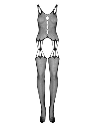 Эффектный боди-комбинезон с имитацией чулок и вырезами