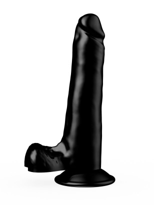 Черный фаллоимитатор-реалистик на присоске - 16,5 см.