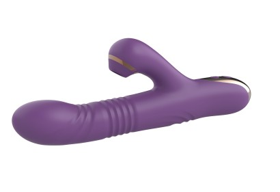 Фиолетовый вибратор-кролик с возвратно-поступательной стимуляцией