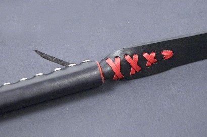 Чёрный кожаный хлыст  Язык страсти  - 120 см.