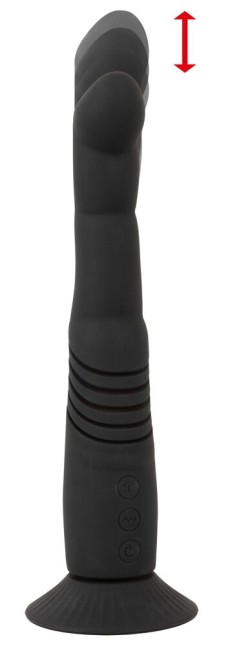 Черный вибратор с поступательными движениями G and P-Spot Thrusting Vibrator - 23 см.