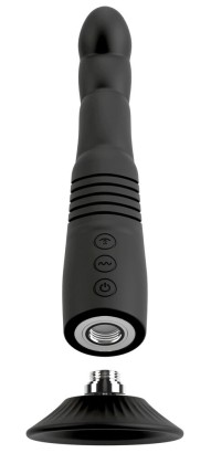 Черный вибратор с поступательными движениями G and P-Spot Thrusting Vibrator - 23 см.