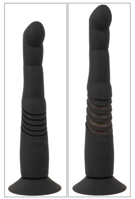 Черный вибратор с поступательными движениями G and P-Spot Thrusting Vibrator - 23 см.