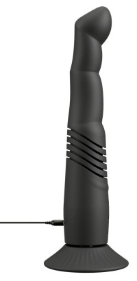 Черный вибратор с поступательными движениями G and P-Spot Thrusting Vibrator - 23 см.