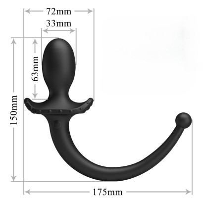 Черная анальная вибропробка с хвостом Anthony