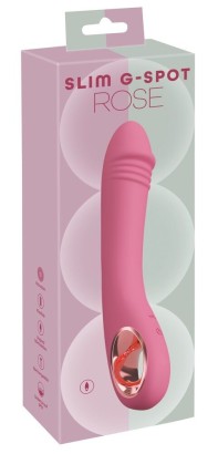 Розовый тонкий вибратор для точки G Slim G-Spot Rose - 21,4 см.