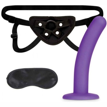 Фиолетовый поясной фаллоимитатор Strap on Harness   5in Dildo Set - 12,25 см.