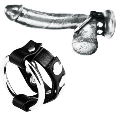 Регулируемое металлическое кольцо на пенис с ремешком