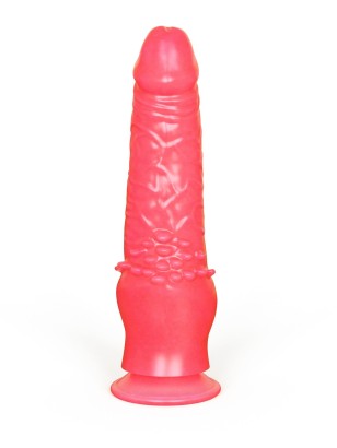 Розовый фаллоимитатор с шипами для клиторальной стимуляции - 17,8 см.