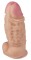 Телесный фаллоимитатор-супергигант с мошонкой на присоске - 33,5 см.