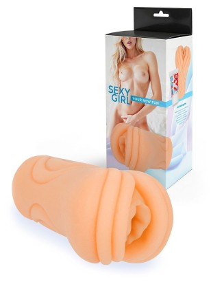 Телесный мастурбатор-вагина с рельефом на поверхности